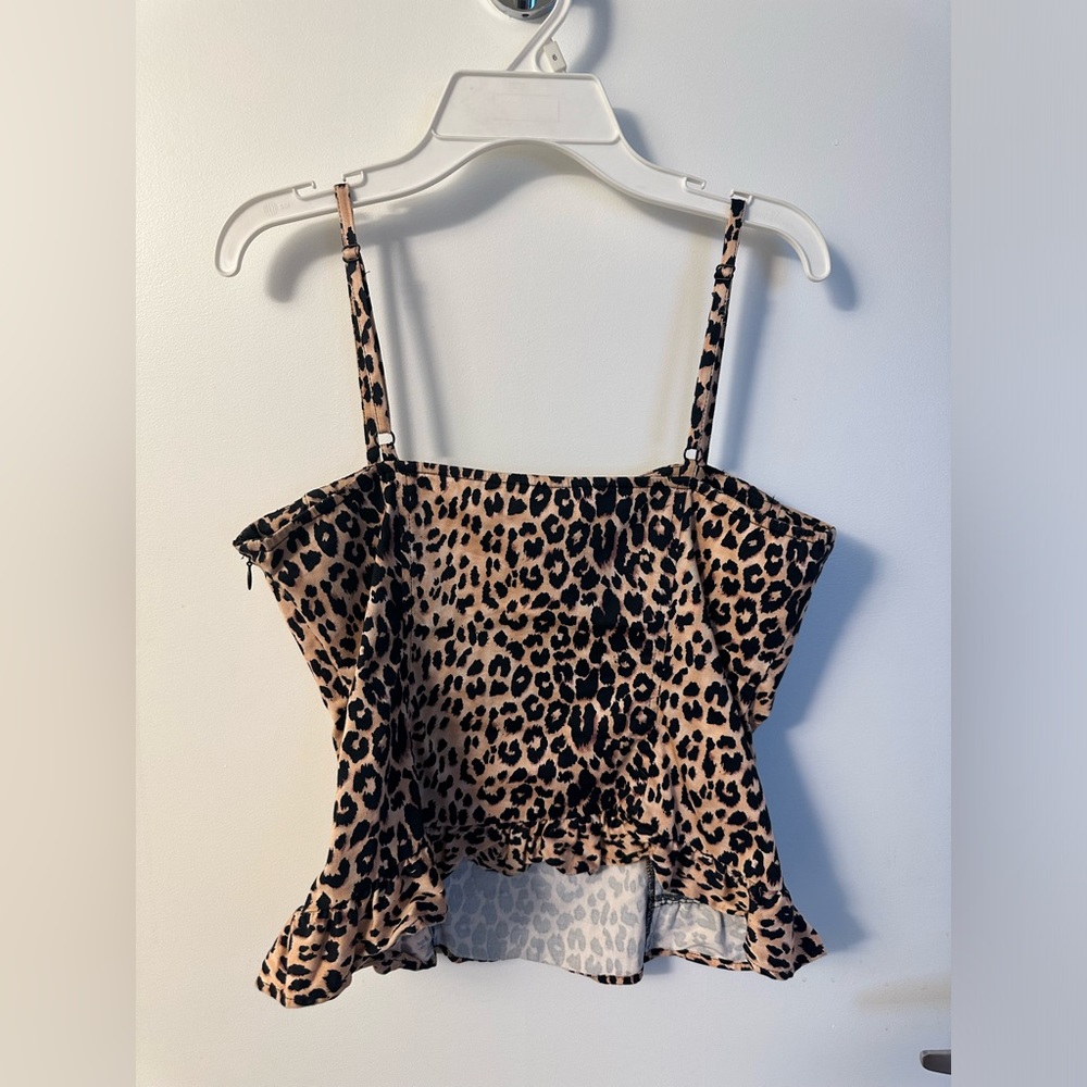 Twentyone Leopard Ruffled Tank Tube Top - Picture 2 of 4